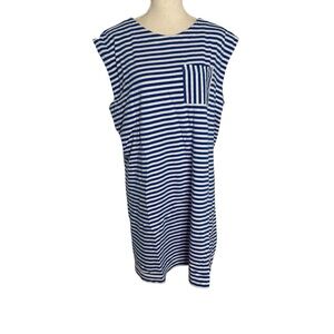 Loft XL Blue and White Striped Sleeveless Dress
